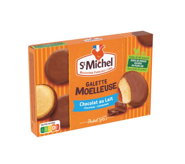 Galette moelleuse nappée chocolat au lait 180g - St Michel